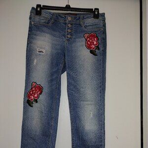 No Boundaries Floral Patch Skinny Jeans | Size 3 Juniors | Distressed Denim